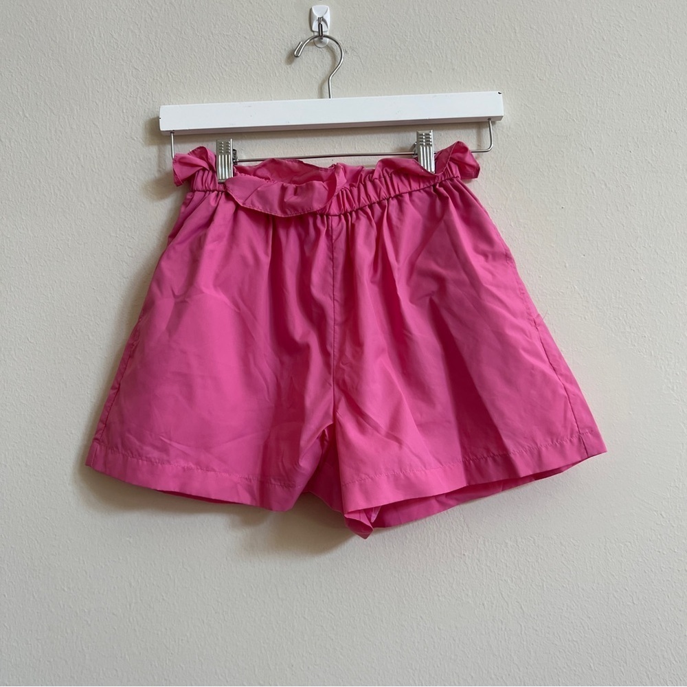 Staud Pink Caterina High-Waisted Paper-bag Shorts in Wild Orchard - Picture 5 of 6